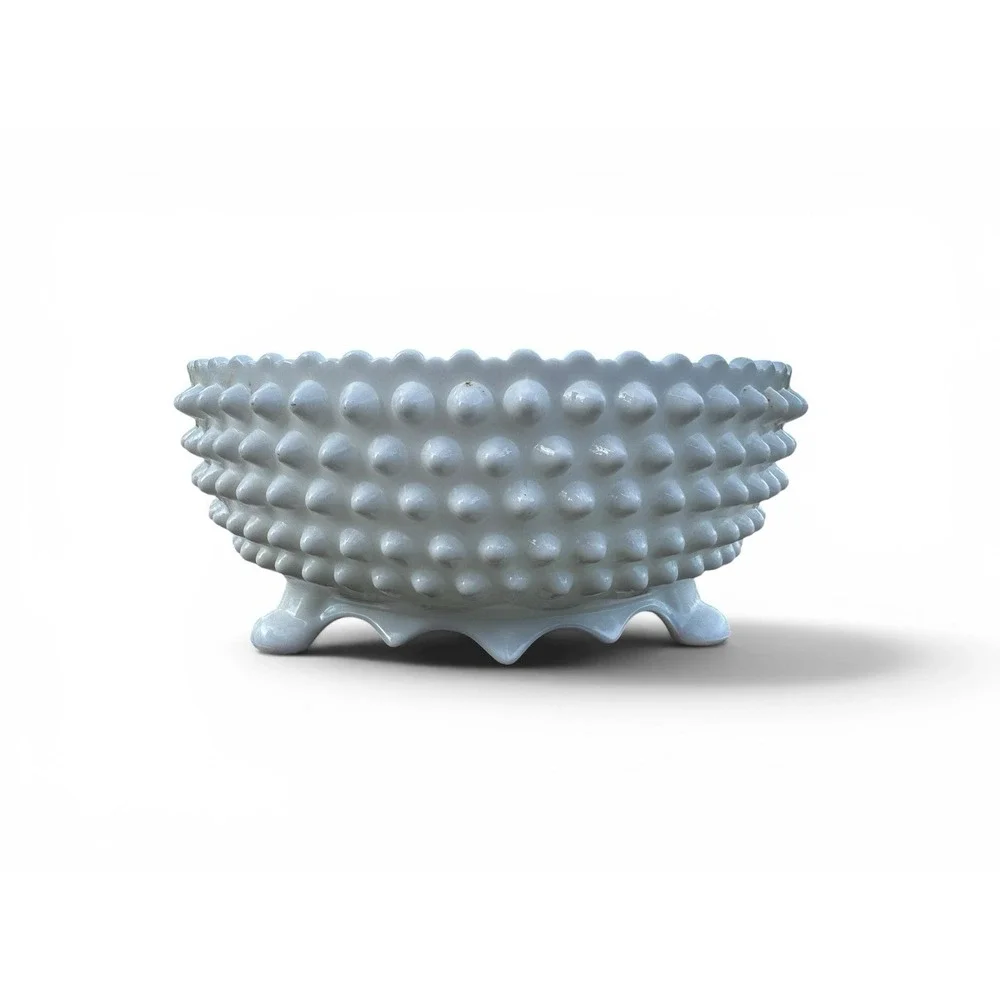 Fenton Milk Glass Hobnail 3 Toed Footed Bowl Candy Dish White 8